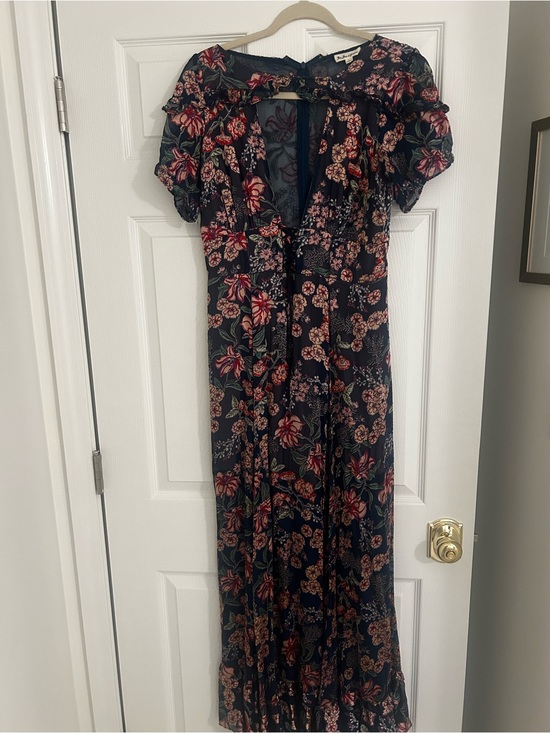 For Love And Lemons Dresses & Skirts - For Love & Lemons Navy Maxi Dress with Pink and Green Floral Print